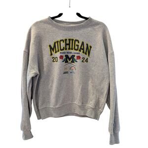 Champion Michigan Rose Bowl 2024 Gray Crewneck Sweatshirt Small NCAA Playoffs S